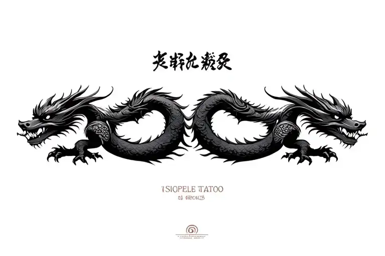 simple Pixiu dragon oroboros tattoo design idea