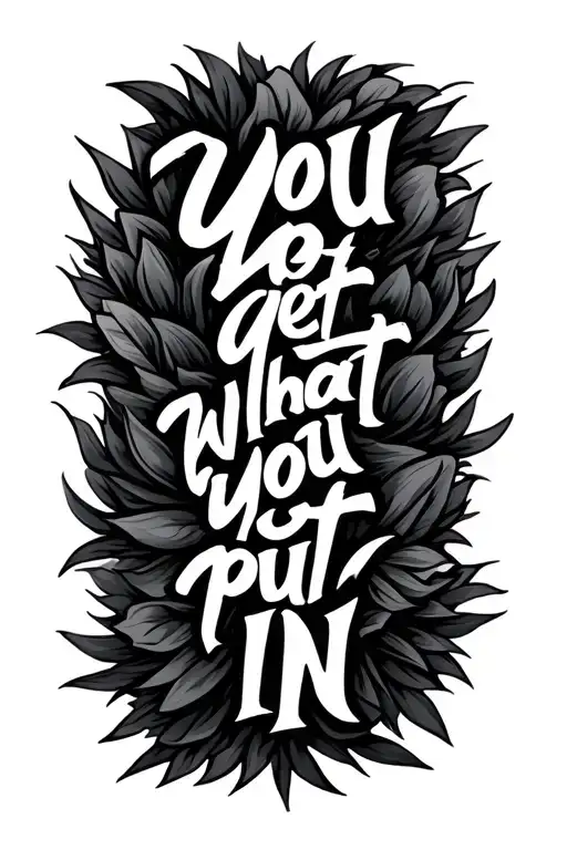 "You get what you put in " music lyrics flowing tattoo design idea