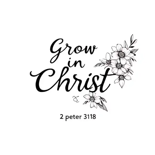 "Grow in Christ 2 peter 3:18" cross with flowers blooming  tattoo design idea