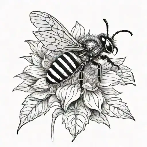 SEE YOU AGAIN sunflower bee flying tattoo design idea