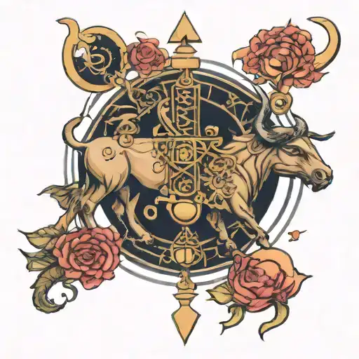 Libra and taurus zodiac signs tattoo design idea
