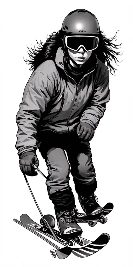 ski and skating tattoo design idea