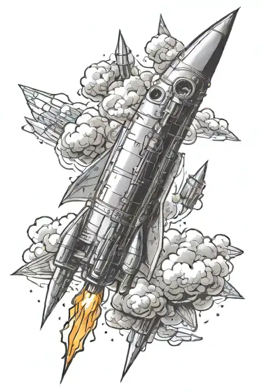 a rocket made of penis's tattoo design idea