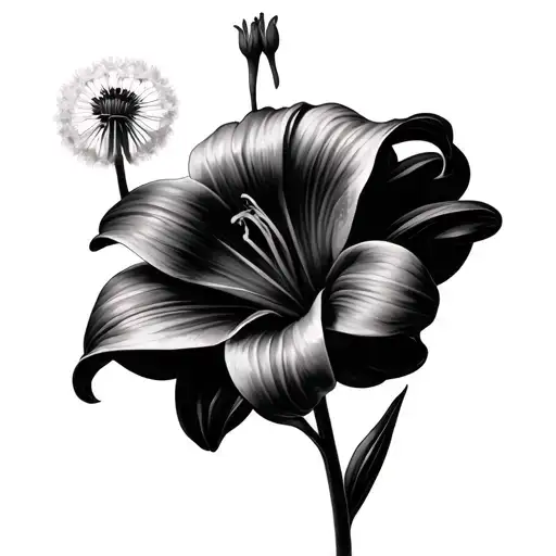 star gazer lily, sweetpea flower, dandelion flower, buttercup flower, daffodils flower tattoo design idea