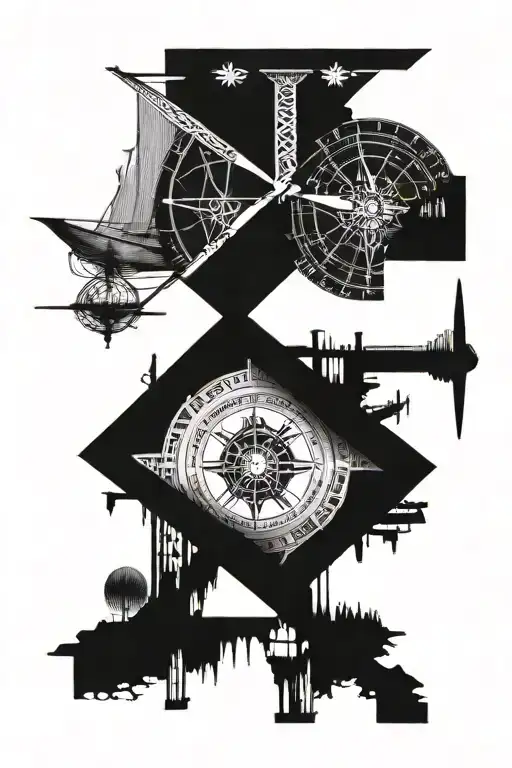 I want a fineline gothic tattoo combination of architectural maths, Pytheas the Greek explorer, compass. Fell free to ad tattoo design idea