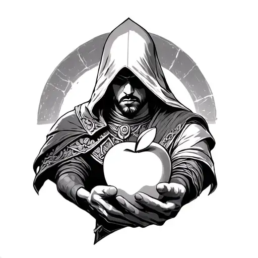 Ezio Auditore holding the apple of eden artifact tattoo design idea