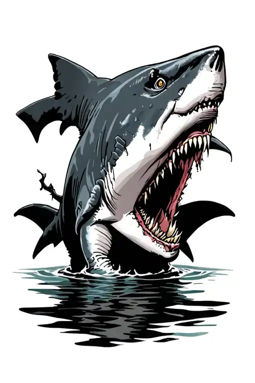 zombie shark tattoo design idea