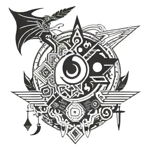 a minimalist ordem paranormal ritual with arrow and moon symbols tattoo design idea