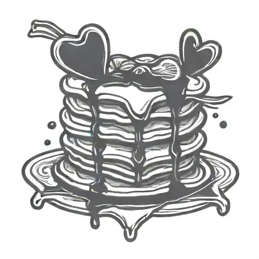 3 heart shaped pancakes stacked together tattoo design idea