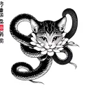 chrysanthemum snake cat Durama Japanese tattoo design idea