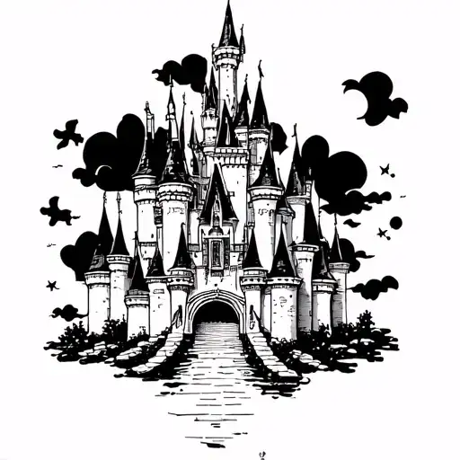 disney castle tattoo design idea