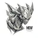 mewtwo low poly tattoo design idea