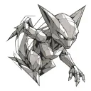 mewtwo low poly tattoo design idea