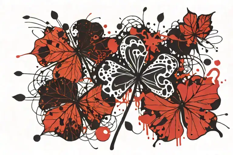 autumn leaf clover intertwined tattoo design idea
