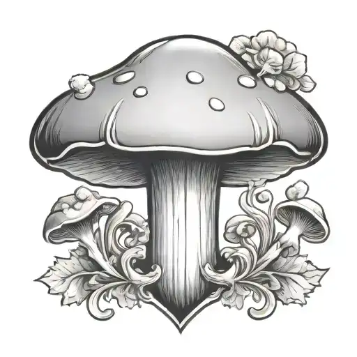mushroom coat if arms shield tattoo design idea