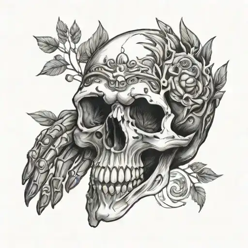 skull on hand tattoo design idea