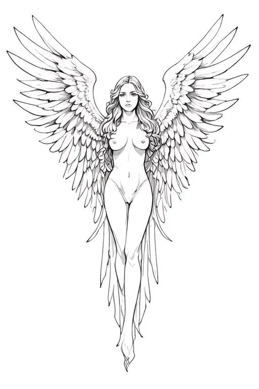 angel wings spread tattoo design idea