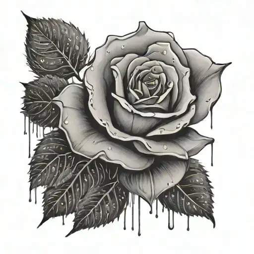 rain and a rose tattoo design idea