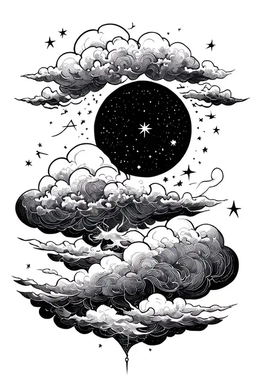Biblical cloud and proverb in Japanese and star tattoo design idea