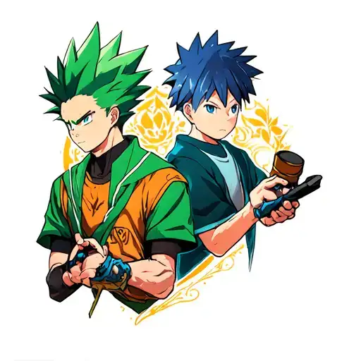 a tattoo with all my favorite anime characters. gon and killua tattoo design idea