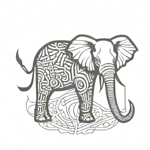 elephant head, Mandela design with elements tattoo design idea
