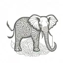 elephant head, Mandela design with elements tattoo design idea