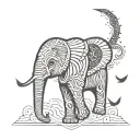 elephant head, Mandela design with elements tattoo design idea