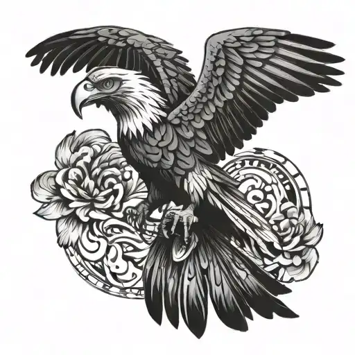 Mexican eagle with quetzal bird dancing tattoo design idea