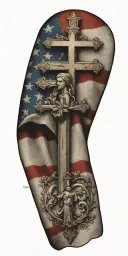 flag morphing with catholic tattoo design idea