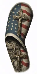 flag morphing with catholic tattoo design idea