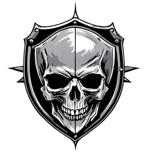 bar and sheild with skull tattoo design idea