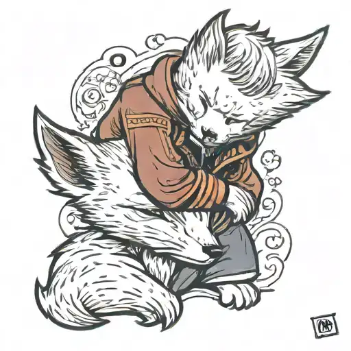 Little Prince from 2015 cartoon hugging fox close-up picture  tattoo design idea