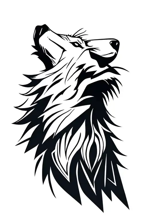hunted wolf howling tattoo design idea