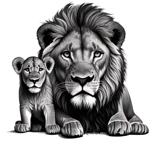 Lion With 2 Cubs tattoo design idea