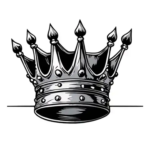 Three point crown on kitchen counter tattoo design idea