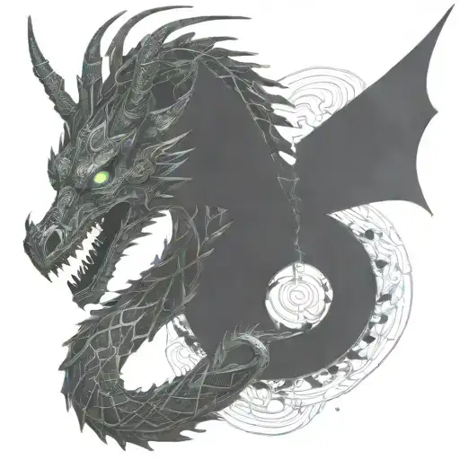 bipolar affectivity dragon two heads looking tattoo design idea