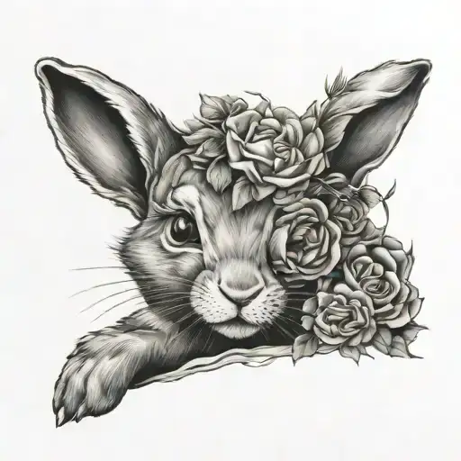 bunny and its child tattoo design idea