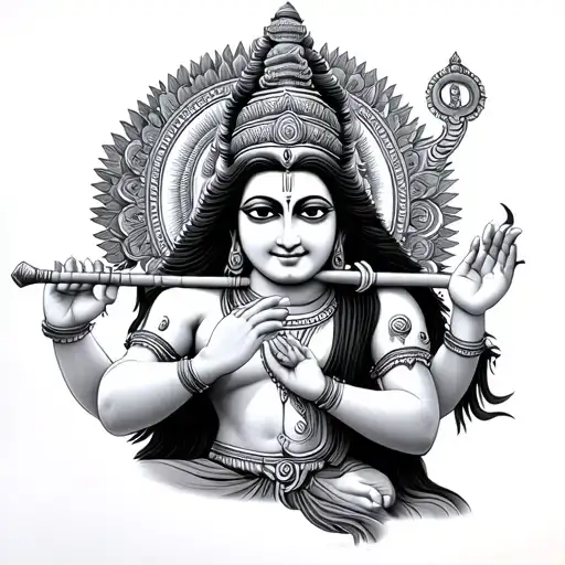 lord shiva playing flute tattoo design idea