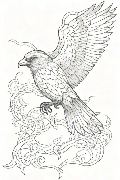 Odin's Raven's Flying tattoo design idea