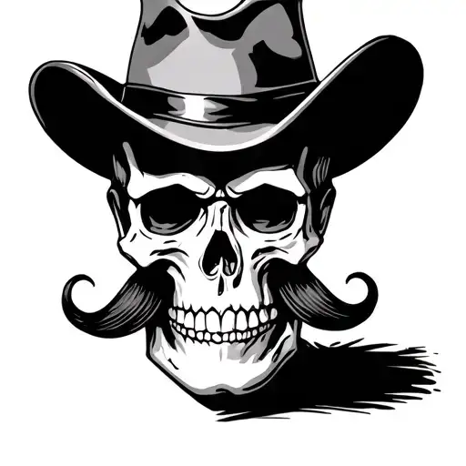 Doc Holliday mustache skull tattoo tattoo design idea