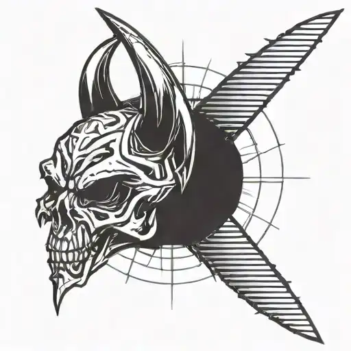 Metal Devil Horns using only straight vertical bars tattoo design idea