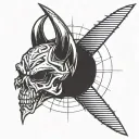 Metal Devil Horns using only straight vertical bars tattoo design idea