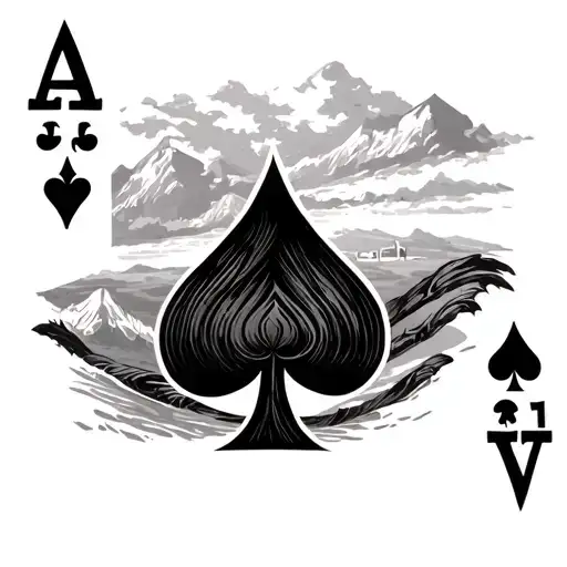 ace of spades winding road leading tattoo design idea