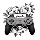 sega genesis controller with the word grandpa on the controller with flowers around it  tattoo design idea