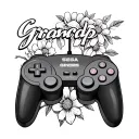 sega genesis controller with the word grandpa on the controller with flowers around it  tattoo design idea