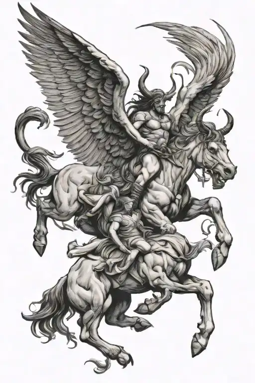 Minotaur Pegasus Kronos Cerberus Hercules Phoenix Ares Atlas Prometheus Apollo tattoo design idea
