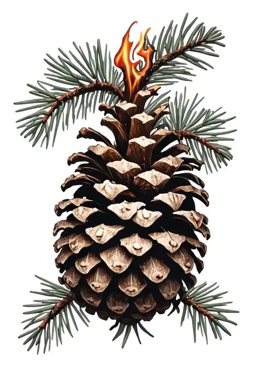 pinecone on fire  tattoo design idea