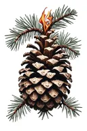 pinecone on fire  tattoo design idea
