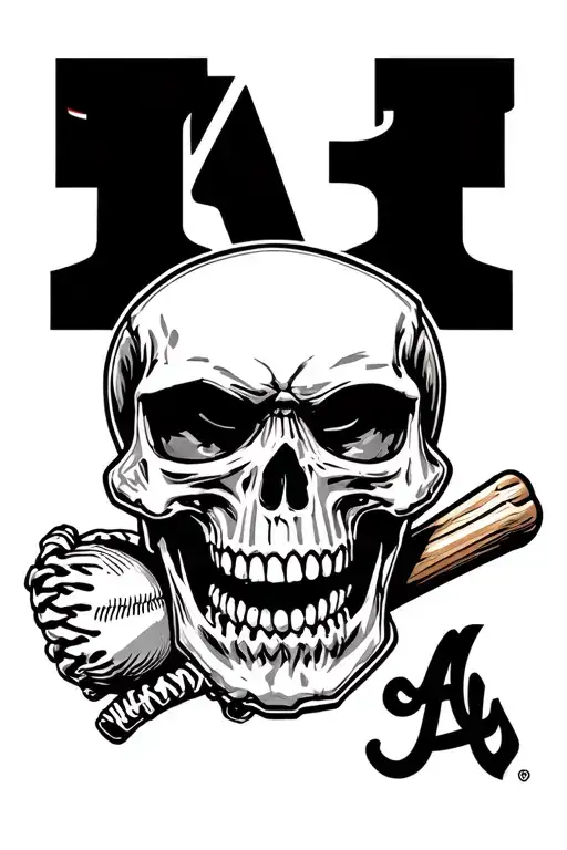 Atlanta Braves A with Skull tattoo design idea