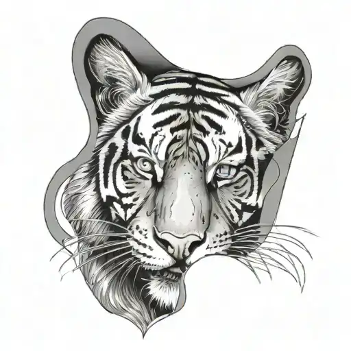 Half Tiger Face tattoo design idea